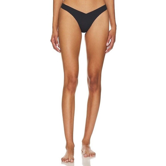 Revolve $90 Frankies Enzo Ribbed Cheeky Bikini Bottom In Black New Sz 2XL - Picture 1 of 9